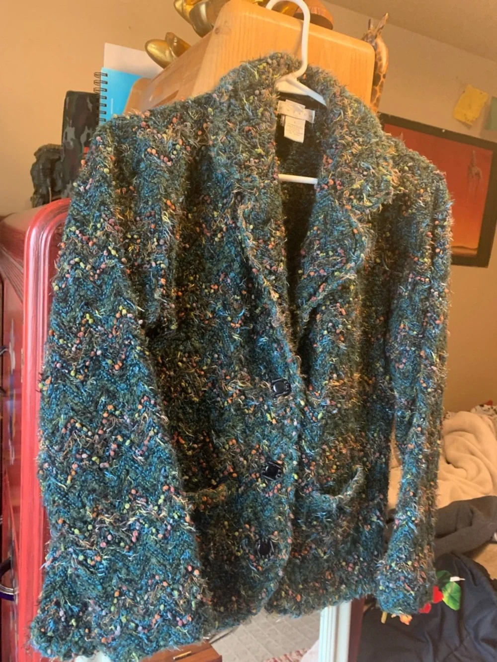 TWEEDS vintage women’s knit sweater blazer sz L - Picture 12 of 13